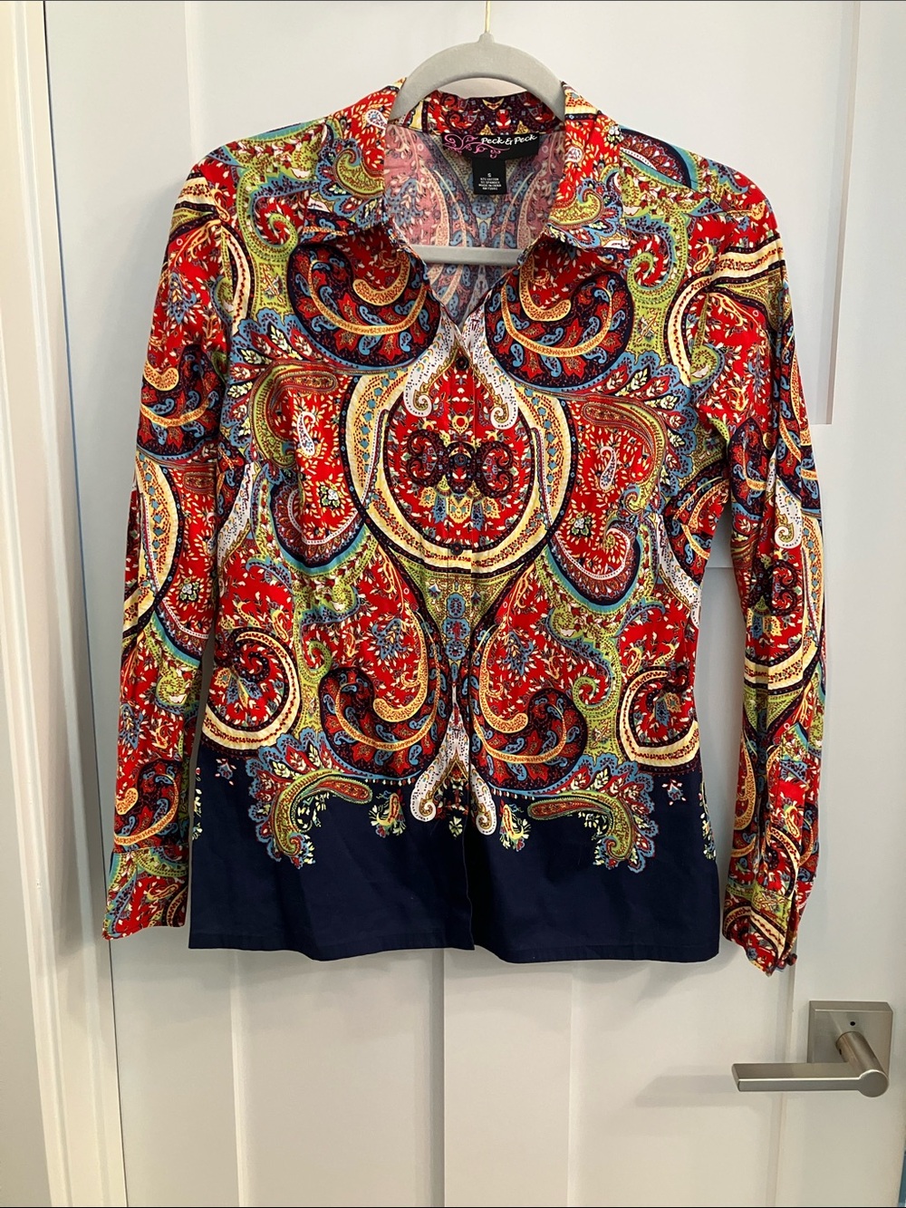 Peck & Peck Red Paisley Print Button-Up Shirt